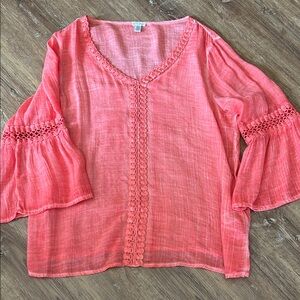 Spense Coral Crochet Trim Blouse